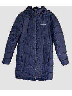 COLUMBIA Womens Navy Quilted Puffer Insulated Removable Hood Jacket Size Small